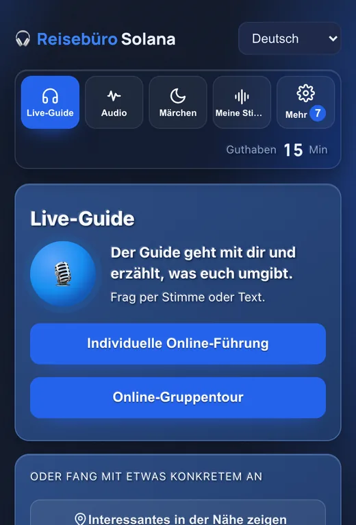 Startseite: Ihr Name in der Kopfzeile