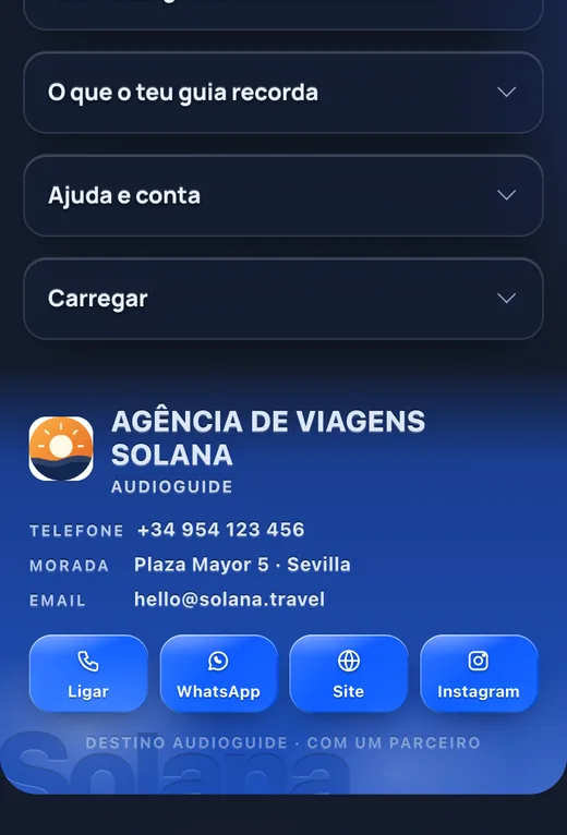 A sua placa com os contactos